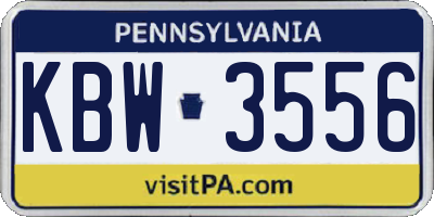 PA license plate KBW3556
