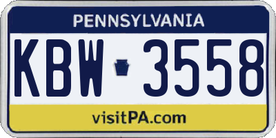 PA license plate KBW3558