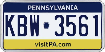 PA license plate KBW3561