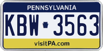 PA license plate KBW3563