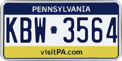 PA license plate KBW3564