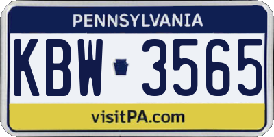 PA license plate KBW3565