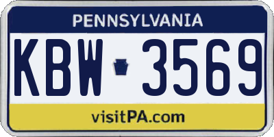 PA license plate KBW3569