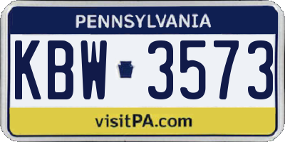 PA license plate KBW3573