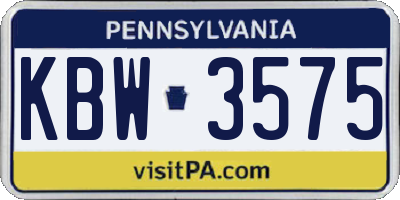 PA license plate KBW3575