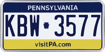 PA license plate KBW3577