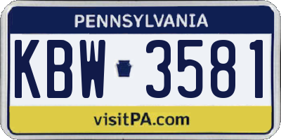 PA license plate KBW3581