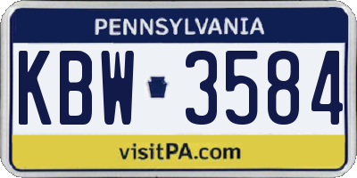 PA license plate KBW3584
