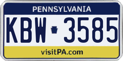 PA license plate KBW3585