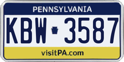 PA license plate KBW3587