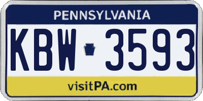 PA license plate KBW3593