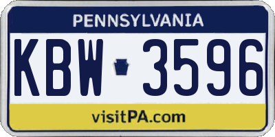 PA license plate KBW3596