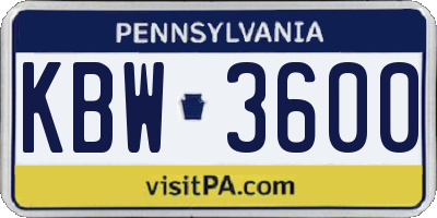PA license plate KBW3600