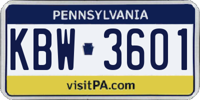 PA license plate KBW3601