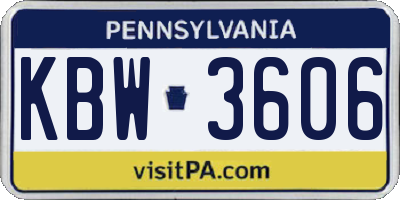 PA license plate KBW3606