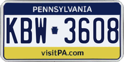 PA license plate KBW3608