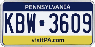 PA license plate KBW3609