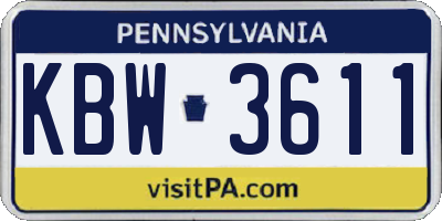 PA license plate KBW3611