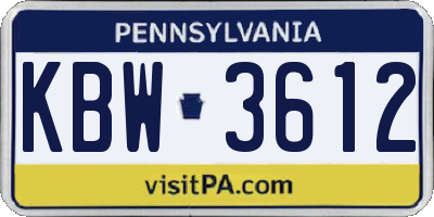 PA license plate KBW3612