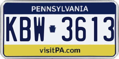 PA license plate KBW3613