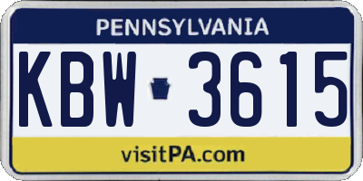 PA license plate KBW3615