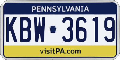 PA license plate KBW3619