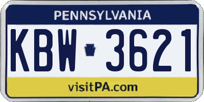 PA license plate KBW3621