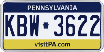 PA license plate KBW3622