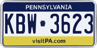 PA license plate KBW3623