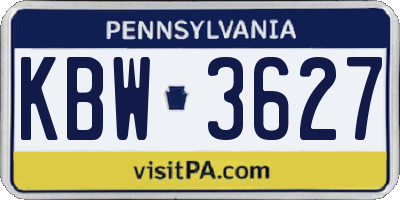 PA license plate KBW3627