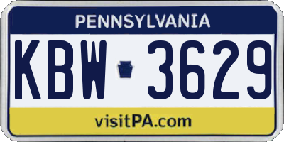 PA license plate KBW3629