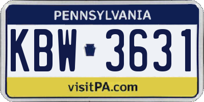 PA license plate KBW3631