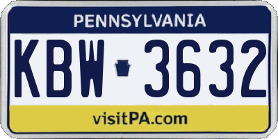 PA license plate KBW3632