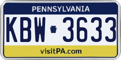 PA license plate KBW3633