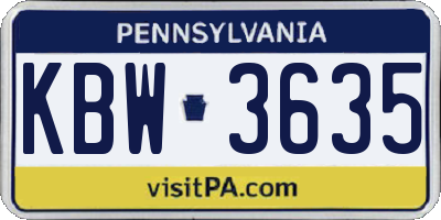 PA license plate KBW3635