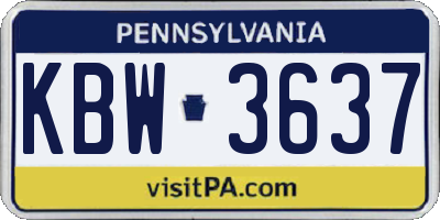 PA license plate KBW3637