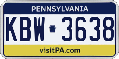 PA license plate KBW3638