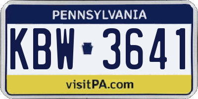PA license plate KBW3641