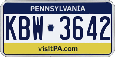 PA license plate KBW3642