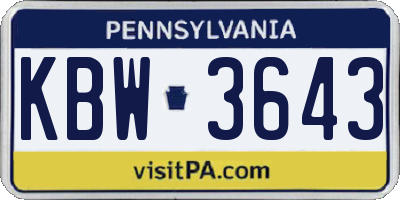 PA license plate KBW3643