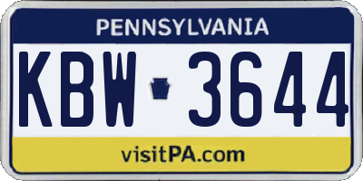 PA license plate KBW3644
