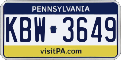 PA license plate KBW3649