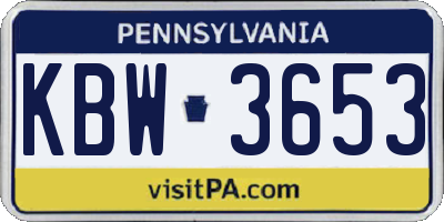 PA license plate KBW3653