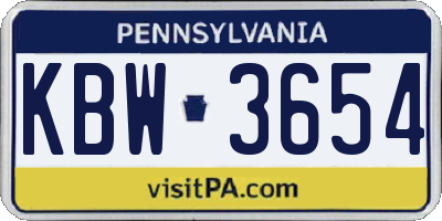 PA license plate KBW3654