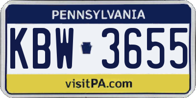 PA license plate KBW3655