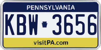 PA license plate KBW3656