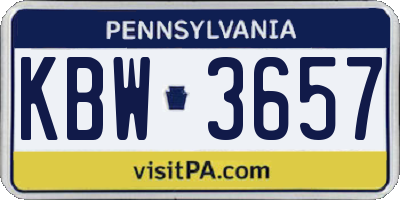 PA license plate KBW3657