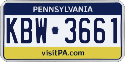 PA license plate KBW3661