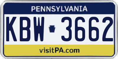 PA license plate KBW3662