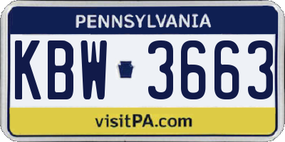 PA license plate KBW3663